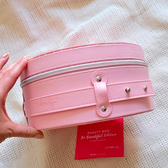 ULTA Pink Multicolored Round Bag Makeup Case Vanity Box w Retractable Handle - Picture 4 of 10